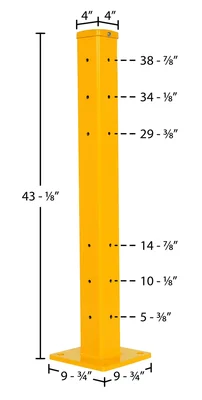 Vestil GR-F2R-BO-TP42-YL Steel Rigid Tube Post - dimensional drawing