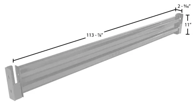 Vestil Steel 2 Ribbed Drop In Style Guard Rail 114 In. Length Silver - dimensional drawing