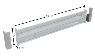 Vestil Galvanized Steel 2 Ribbed Drop In Style Guard Rail 54 In. Length Gray - dimensional drawing