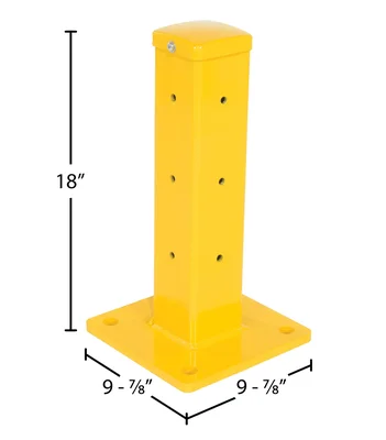 Vestil GR-F2R-DI-TP18-YL Steel Rigid Tube Post Drop In Style - dimensional drawing