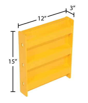 Vestil GR-F3R-BO-1-YL Steel 3 Ribbed Bolt On Style Guard Rail - dimensional drawing
