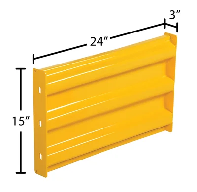Vestil GR-F3R-BO-2-YL Steel 3 Ribbed Bolt On Style Guard Rail - dimensional drawing