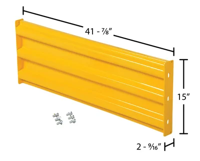 Vestil GR-F3R-BO-4-YL Steel 3 Ribbed Bolt On Style Guard Rail - dimensional drawing