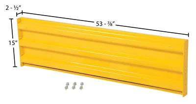 Vestil Steel 3 Ribbed Bolt On Style Guard Rail 53.875 In. Length Yellow - dimensional drawing