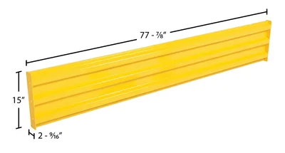 Vestil GR-F3R-BO-7-YL Steel 3 Ribbed Bolt On Style Guard Rail - dimensional drawing