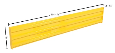 Vestil GR-F3R-BO-9-YL Steel 3 Ribbed Bolt On Style Guard Rail - dimensional drawing