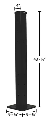 Vestil Steel Rigid Tube Post Bolt On Style 42 In. For 3 Ribbed Bolt On Style Guard Rails Black - dimensional drawing