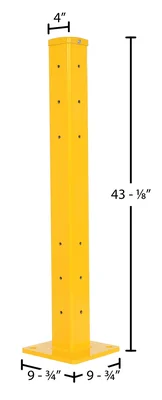 Vestil GR-F3R-BO-TP42-YL Steel Rigid Tube Post Bolt On Style - dimensional drawing