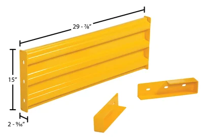 Vestil GR-F3R-DI-3-YL Steel 3 Ribbed Drop In Style Guard Rail - dimensional drawing