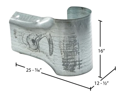 Vestil Steel Buffer End Guard For Guard Rail System Silver - dimensional drawing