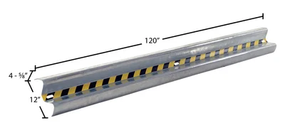 Vestil GR-H2R-BO-10-HDG Galvanized Steel Straight Guard Rail - dimensional drawing