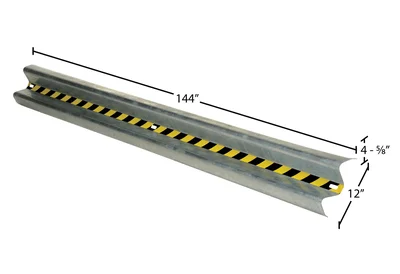 Vestil GR-H2R-BO-12-HDG Galvanized Steel Straight Guard Rail - dimensional drawing
