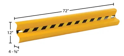 Vestil GR-H2R-BO-6-YL Steel Straight Guard Rail - dimensional drawing