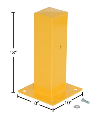 Vestil Steel Bolt On Tubular Guard Rail Post 2 Ribbed 18 In. Length Yellow - dimensional drawing