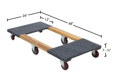 Vestil HDOC-2448-12 Hardwood Carpet End Dolly - dimensional drawing