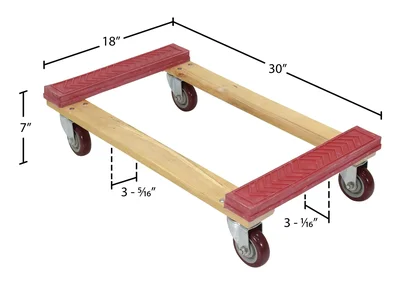 Vestil HDOR-1830-12 Hardwood Dolly - dimensional drawing