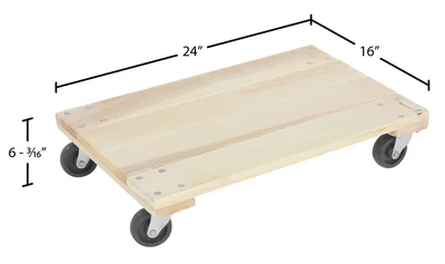 Vestil HDOS-1624-9-E Poplar Solid Deck Dolly - dimensional drawing