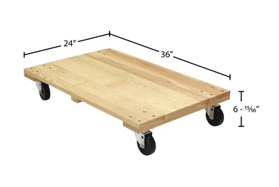 Vestil HDOS-2436-12 Hardwood Solid Deck Dolly - dimensional drawing