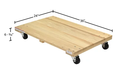 Vestil HDOS-2436-9 Hardwood Solid Deck Dolly - dimensional drawing