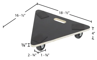 Vestil HDOS-TRI-18-300 Hardwood Triangle Dolly Deck - dimensional drawing