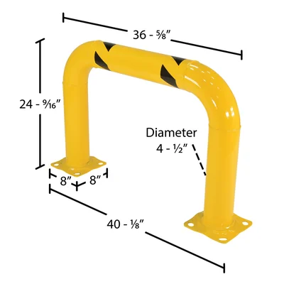 Vestil HPRO-36-24-4 Steel High Profile Machinery and Rack Guard - dimensional drawing