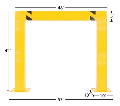 Vestil HPRO-SQ-48-42-5 Steel Square High Profile Machinery and Rack Guard - dimensional drawing