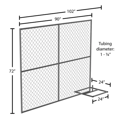 Vestil HRAIL-A-9072 Galvanized Steel Construction Safety Barrier Add On Unit - dimensional drawing