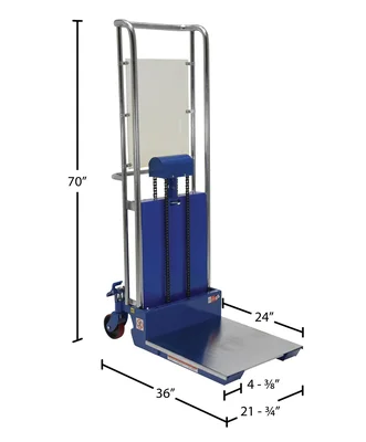 Vestil HYD-10 Steel Portable Foot Pump Hetti-Lift - dimensional drawing