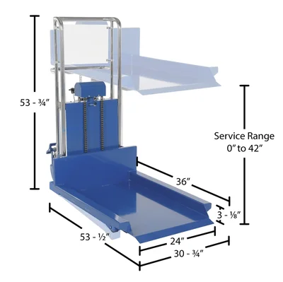 Vestil HYD-5-LP Steel Low Profile Hefti-Lift 880 Lb. Capacity Blue - dimensional drawing