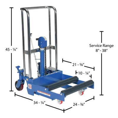 Vestil HYD-RR-35 Steel Roller Work Positioner - dimensional drawing