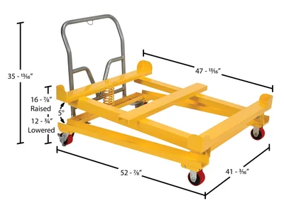 Vestil Steel Intermediate Bulk Container Tilting Cart 53-3/8 In. x 35-13/16 In. 4400 Lb. Capacity Yellow - dimensional drawing
