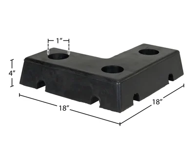 Vestil L-1818-4 Shaped Molded Rubber Bumper - dimensional drawing