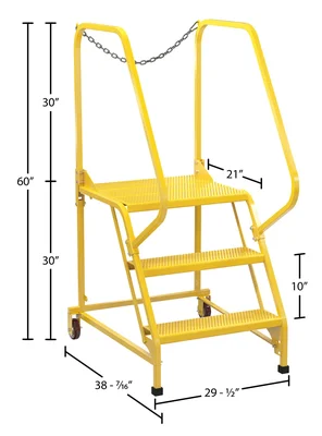 Vestil LAD-MM-3-P-YL Steel Maintenance Ladder - dimensional drawing