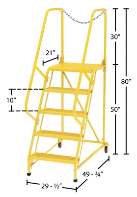 Vestil LAD-MM-5-P-YL Steel Maintenance Ladder - dimensional drawing