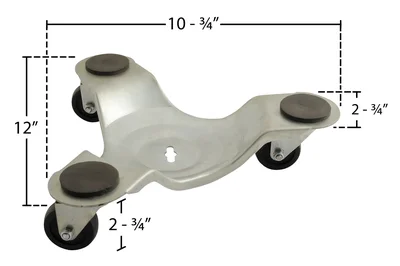 Vestil LEG-D-12 Steel Leg Dolly - dimensional drawing