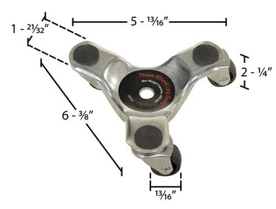 Vestil LEG-D Steel Leg Dolly - dimensional drawing