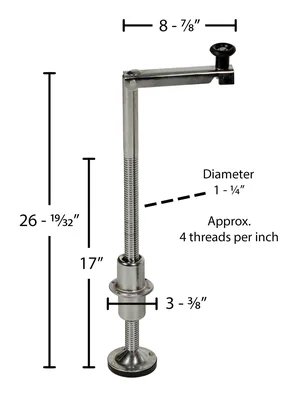 Vestil LJ-17 Steel Leveling Jack - dimensional drawing