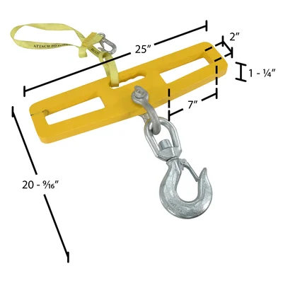 Vestil LM-HP10-SL Steel Fork Truck Hook Plate Swivel with Latch - dimensional drawing