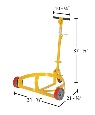 Vestil LO-DC-PU Steel Low Profile Drum Dolly with Poly On Steel Casters - dimensional drawing