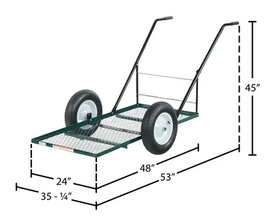 Vestil LSC-2448-TC Steel Landscape Cart with Low Profile Tilt - dimensional drawing