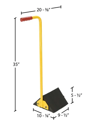 Vestil LWC-14M-ERGO Laminated Rubber Wheel Chock with Ergonomic Handle - dimensional drawing