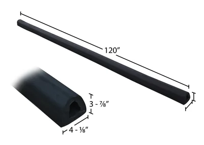 Vestil M-4-120 Extruded Rubber Fender Bumper - dimensional drawing