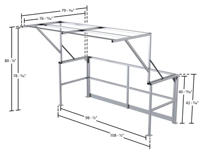 Vestil Aluminum Double Wide Mezzanine Safety Gate 42-3/8 In. Handrail Height Silver - dimensional drawing