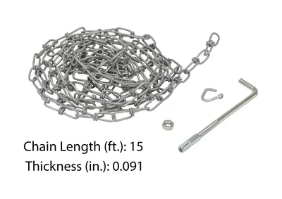 Vestil OH-15 Carbon Steel Double Loop Coil Chain with Hanger - dimensional drawing