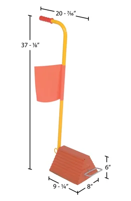 Vestil ORWC-8-ERGO-FL Molded Rubber Wheel Chock With Handle - dimensional drawing