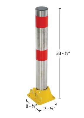 Vestil PARK-P-108-FD-SS Stainless Steel Fold Down Bollard - dimensional drawing