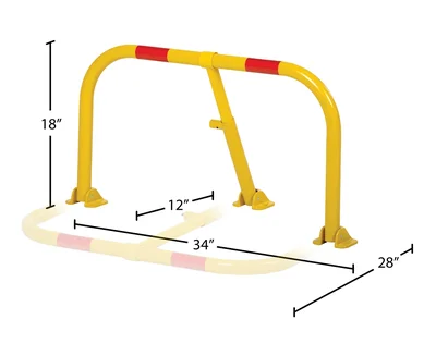 Vestil PARK-P-38-S Steel Heavy Duty Fold Down Parking Hoop - dimensional drawing