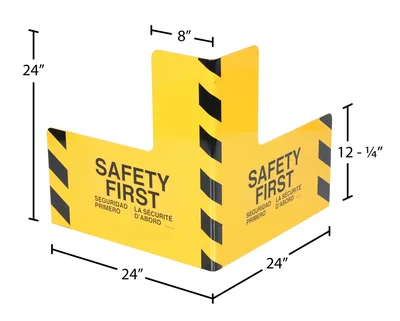 Vestil Steel Corner Guard 24 In. x 24 In. x 24 In. Yellow - dimensional drawing