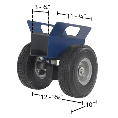 Vestil PLDL-HD-4-10FF Steel Heavy Duty Adjustable Panel Dolly With Foam Filled Wheels - dimensional drawing