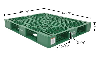 Vestil PLP2-4840-GREEN Plastic Pallets and Skids - dimensional drawing